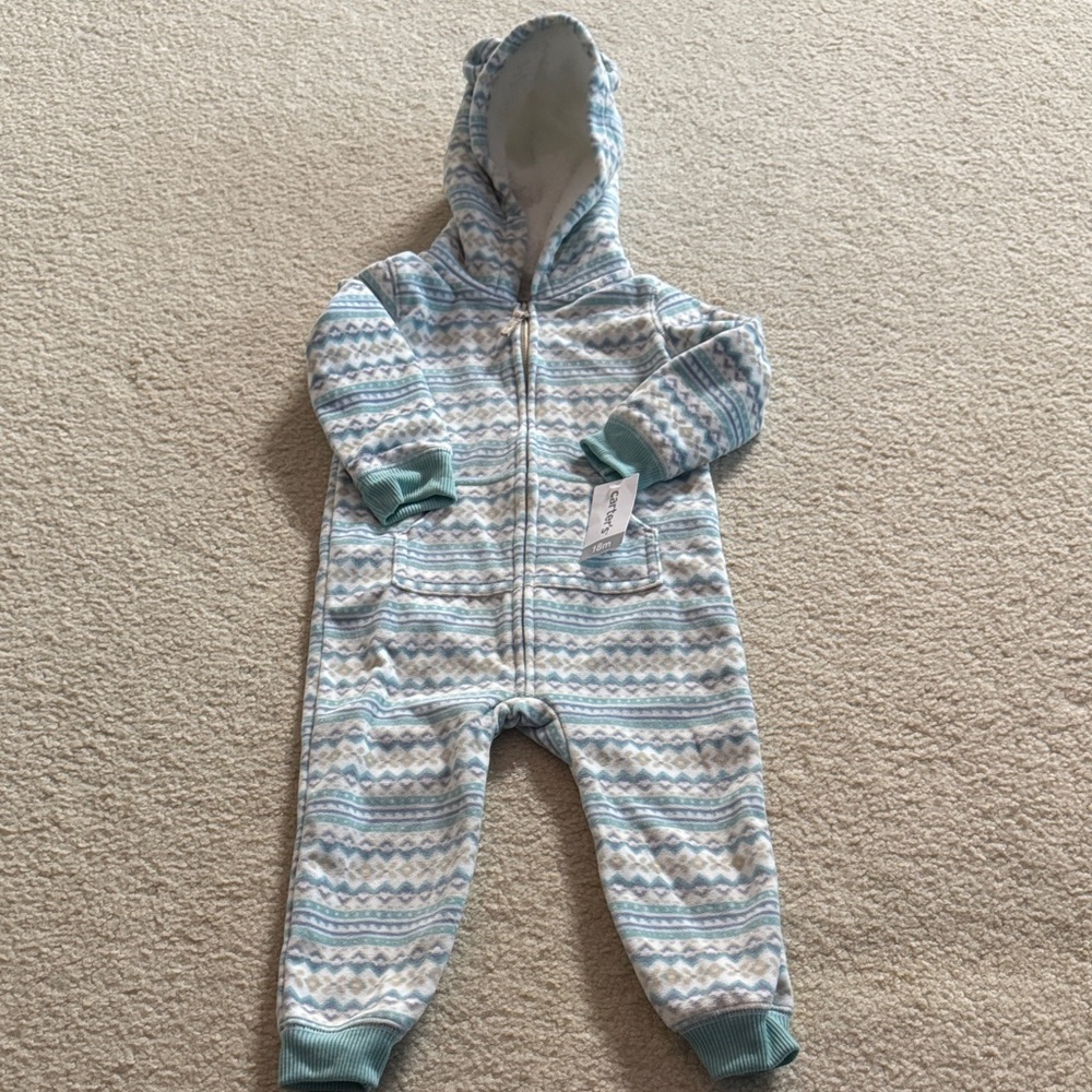 Carter's Blue and White Patterned Footie